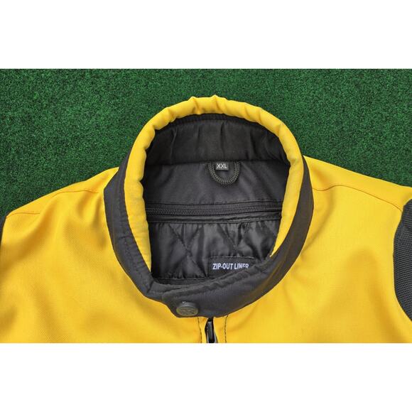 VTG Xelement Motorcycle Jacket Nylon Black Yellow PADDED Racing Men's Size XXL - Picture 7 of 13